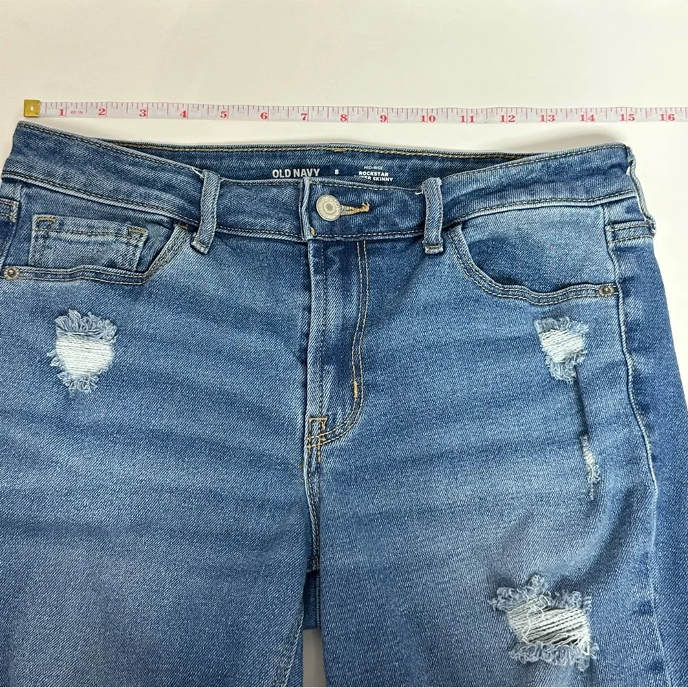OLD NAVY ROCKSTAR SUPER SKINNY Women Size 8 Jeans Distressed Raw Hem